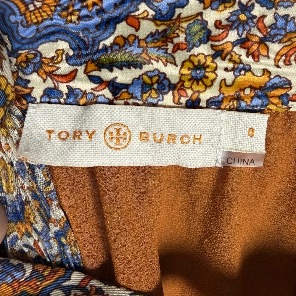 Tory Burch Womens Size 0 Orange Organza Pleated Silk True Wrap Quincy Skirt‎